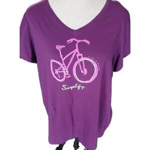 Life Is Good Purple Bike Graphic Short Sleeve Tee T-shirt Simplify XL